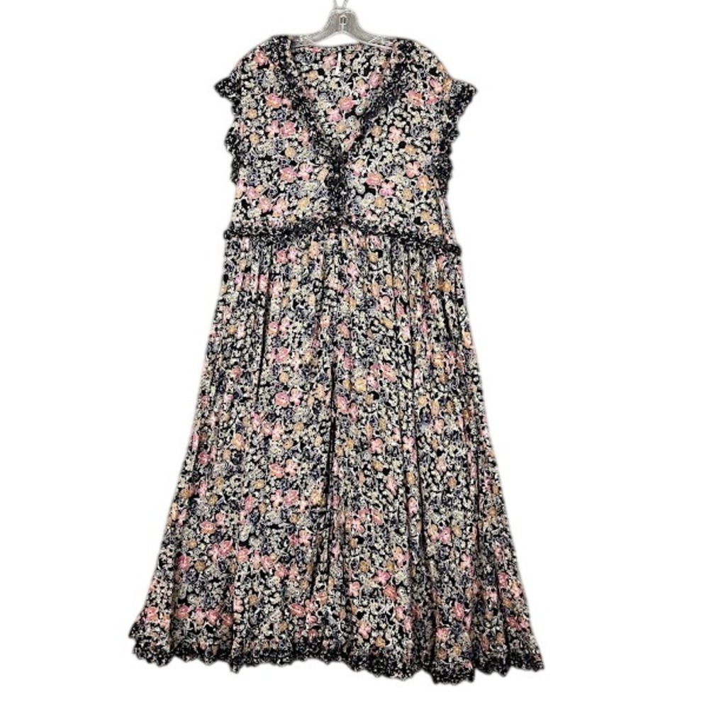 Free People Milania Midi Dress Womens S Floral Flowy Boho Oversized Peasant